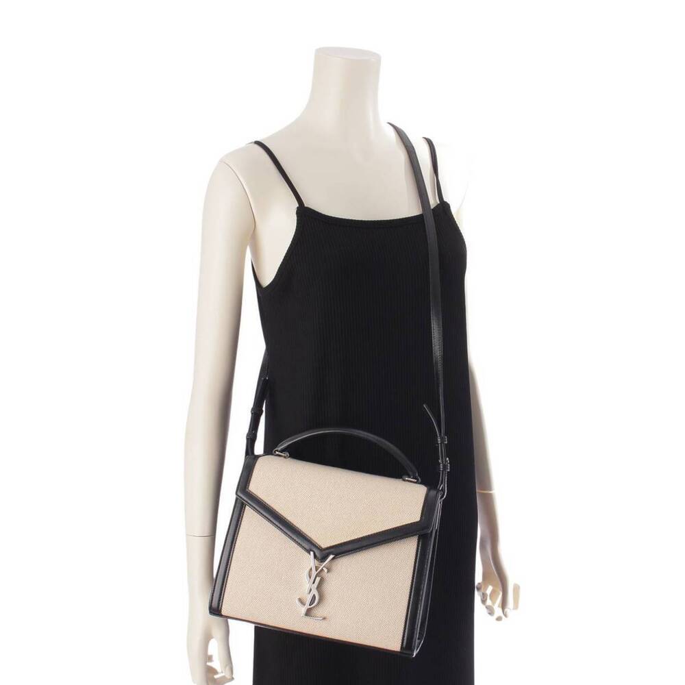 Saint Laurent Cassandra Canvas Handbag Ivory White Black - Picture 9 of 9